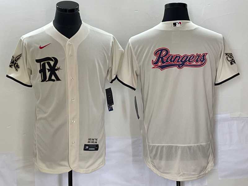 Men%27s Texas Rangers Cream Team Big Logo 2023 City Connect Flex Base Stitched Baseball Jersey->texas rangers->MLB Jersey
